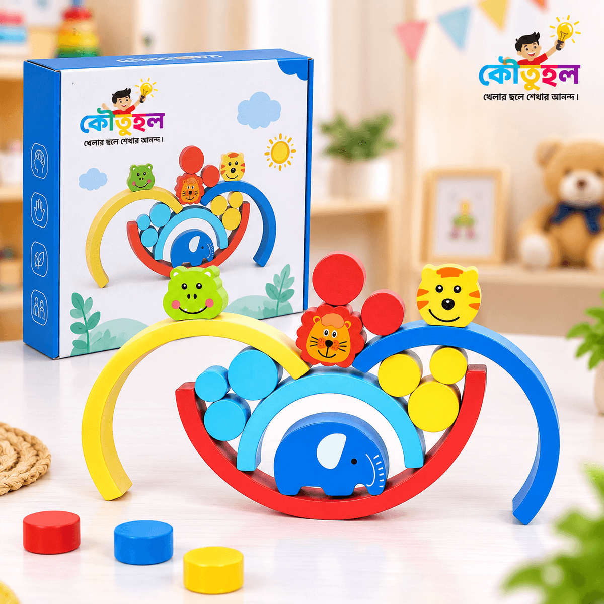 Wooden Balanced Rainbow Block