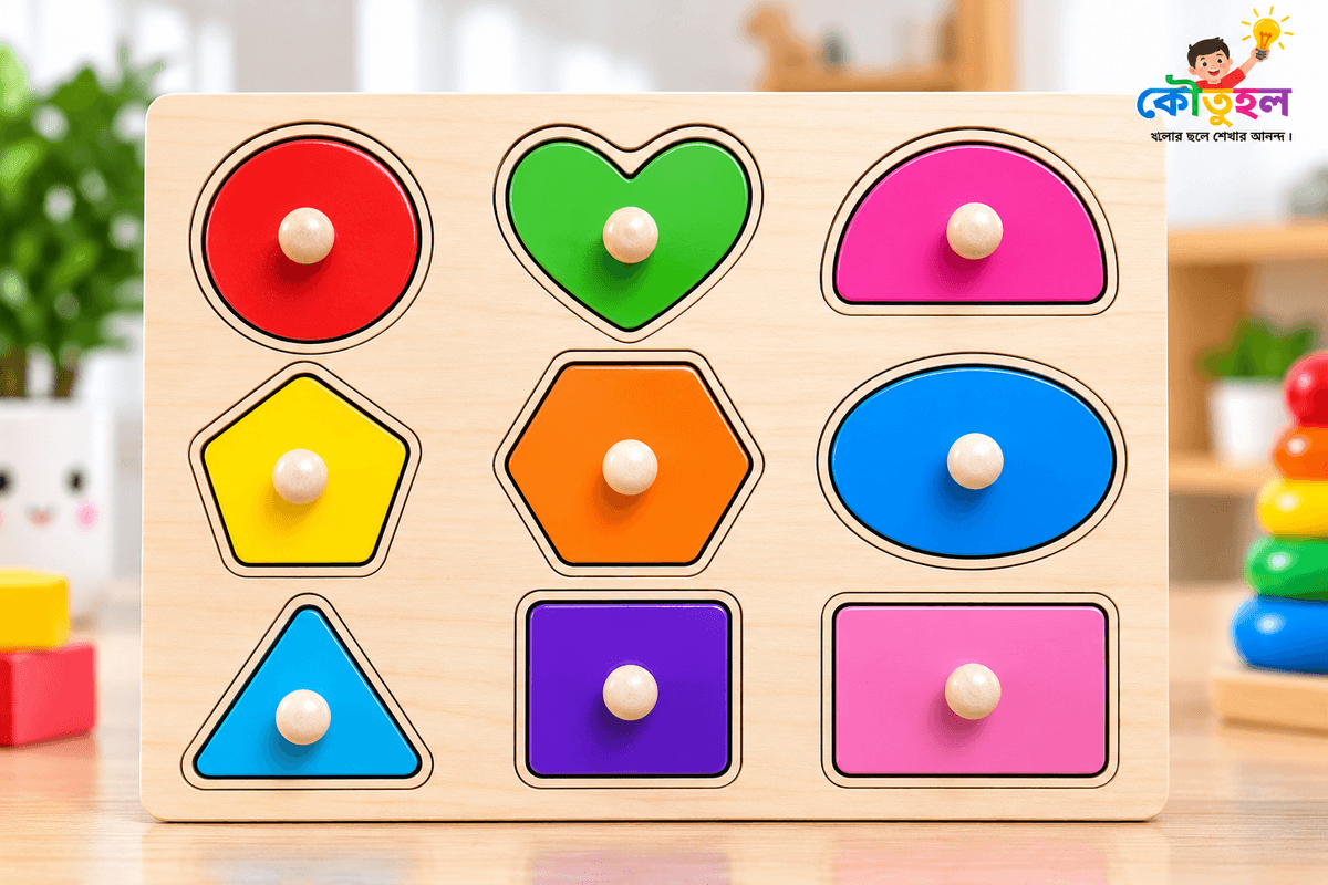 Colour Shape Wooden Educational Hand Grip Jigsaw Puzzle